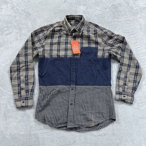 Jack Threads Button Long Sleeve Flannel Shirt Men Medium Blue Beige Colorblock